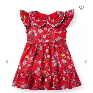 Janie & Jack Floral Red Collared Dress. Size 5T.